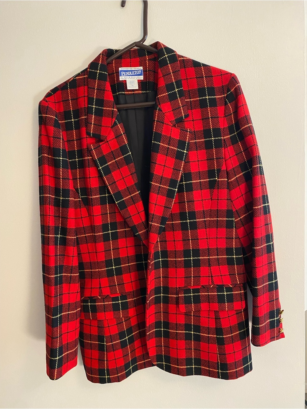 Pendleton Classic 100% Virgin Wool- Red and Black Tartan Blazer